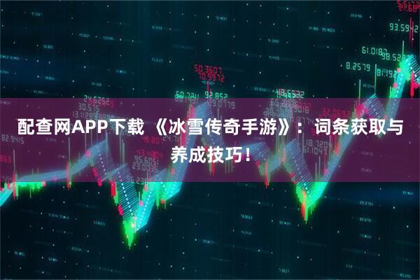 配查网APP下载 《冰雪传奇手游》：词条获取与养成技巧！